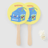 かわいいハッピーミルクパックキャラクター漫画 ハンドファン (正面&裏面)