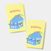 かわいいハッピーミルクパックキャラクター漫画 バッジ (表裏)