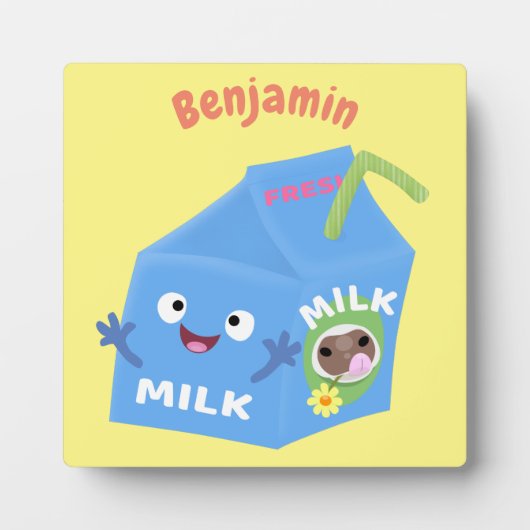 かわいいハッピーミルクパックキャラクター漫画 フォトプラーク (正面)