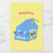 かわいいハッピーミルクパックキャラクター漫画 フードラベル (シングルラベル)