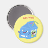 かわいいハッピーミルクパックキャラクター漫画 マグネット (正面/裏面)