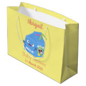 かわいいハッピーミルクパックキャラクター漫画 ラージペーパーバッグ (裏面アングル)