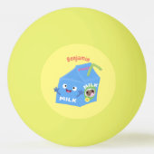 かわいいハッピーミルクパックキャラクター漫画 卓球ボール (裏面)