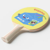 かわいいハッピーミルクパックキャラクター漫画 卓球ラケット (正面アングル)