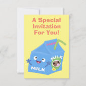 かわいいハッピーミルクパックキャラクター漫画 招待状 (裏面)