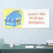 かわいいハッピーミルクパックキャラクター漫画 横断幕 (トレードショー)