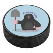 かわいいハッピーモグラ漫画イラストレーション アイスホッケーパック (3/4)