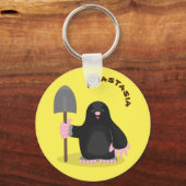 かわいいハッピーモグラ漫画イラストレーション キーホルダー (正面)