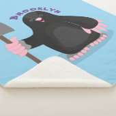 かわいいハッピーモグラ漫画イラストレーション シェルパブランケット (3/4)