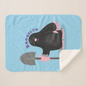 かわいいハッピーモグラ漫画イラストレーション シェルパブランケット (正面(横))