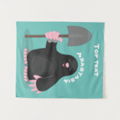 かわいいハッピーモグラ漫画イラストレーション タペストリー (正面(横))