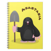 かわいいハッピーモグラ漫画イラストレーション ノートブック (正面)