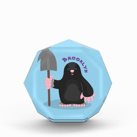 かわいいハッピーモグラ漫画イラストレーション フォトブロック (正面)