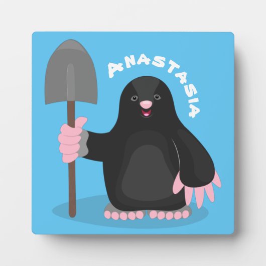 かわいいハッピーモグラ漫画イラストレーション フォトプラーク (正面)