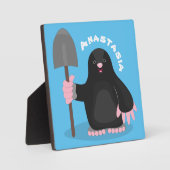 かわいいハッピーモグラ漫画イラストレーション フォトプラーク (正面)