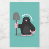 かわいいハッピーモグラ漫画イラストレーション フードラベル (シングルラベル)