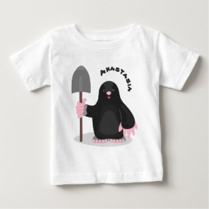 かわいいハッピーモグラ漫画イラストレーション ベビーTシャツ