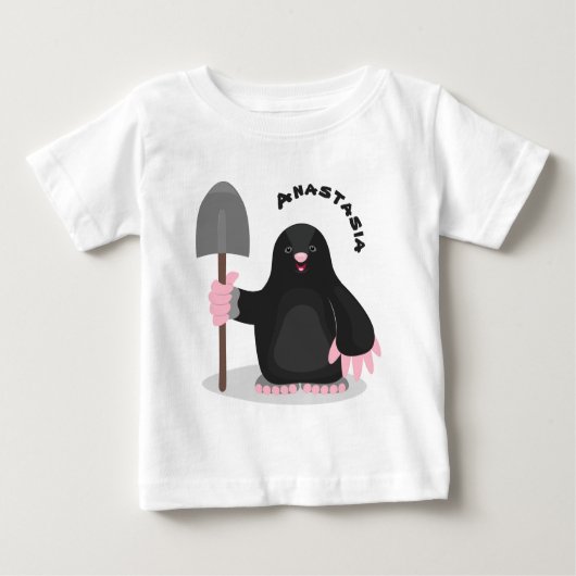 かわいいハッピーモグラ漫画イラストレーション ベビーTシャツ (正面)