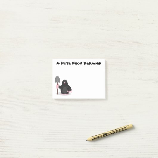 かわいいハッピーモグラ漫画イラストレーション ポストイット (デスク上)