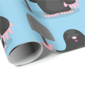 かわいいハッピーモグラ漫画イラストレーション ラッピングペーパー (ロールコーナー)