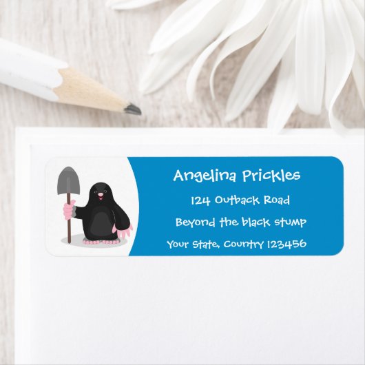 かわいいハッピーモグラ漫画イラストレーション ラベル (インサイチュ)