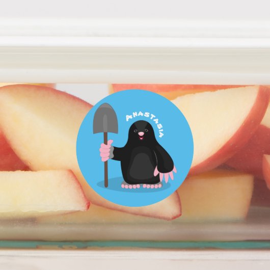 かわいいハッピーモグラ漫画イラストレーション ラベル (貼付)