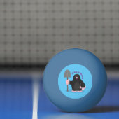 かわいいハッピーモグラ漫画イラストレーション 卓球ボール (ネット)