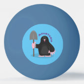 かわいいハッピーモグラ漫画イラストレーション 卓球ボール (裏面)