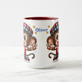 かわいいハッピーモンキーサッカー選手 マグカップ (中央)