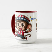 かわいいハッピーモンキーサッカー選手 マグカップ (正面左)