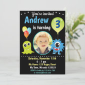 かわいいハッピーモンスターバースデー招待状 招待状 (スタンド正面)