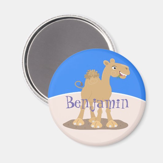 かわいいハッピーラクダ漫画イラストレーション マグネット (正面/裏面)