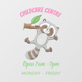 かわいいハッピーラクーンベビー漫画イラストレーション ウィンドウサイン (シート)