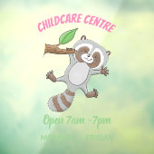 かわいいハッピーラクーンベビー漫画イラストレーション ウィンドウサイン (シート3)