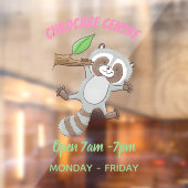 かわいいハッピーラクーンベビー漫画イラストレーション ウィンドウサイン (シート2)