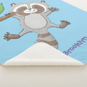 かわいいハッピーラクーンベビー漫画イラストレーション シェルパブランケット (3/4)