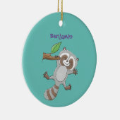 かわいいハッピーラクーンベビー漫画イラストレーション セラミックオーナメント (右)