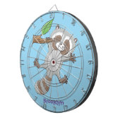 かわいいハッピーラクーンベビー漫画イラストレーション ダーツボード (正面右)