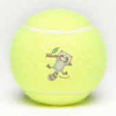 かわいいハッピーラクーンベビー漫画イラストレーション テニスボール (裏面)