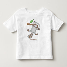 かわいいハッピーラクーンベビー漫画イラストレーション トドラーTシャツ