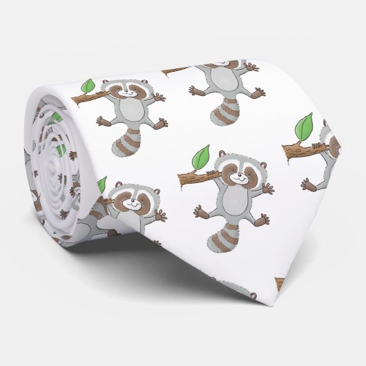 かわいいハッピーラクーンベビー漫画イラストレーション ネクタイ (ロール)