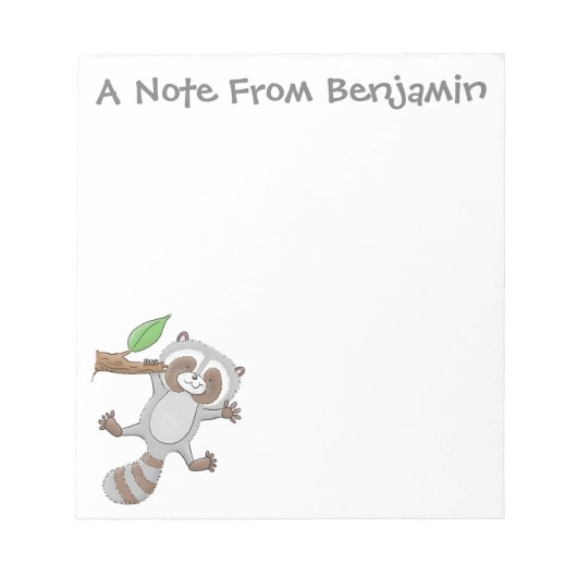 かわいいハッピーラクーンベビー漫画イラストレーション ノートパッド (正面)