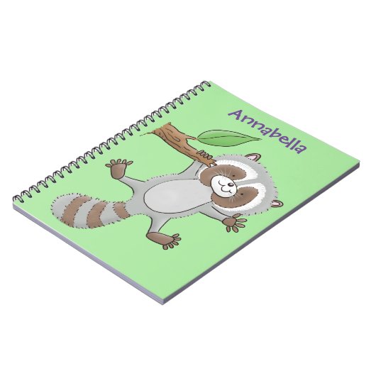 かわいいハッピーラクーンベビー漫画イラストレーション ノートブック (左側)