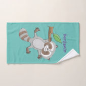 かわいいハッピーラクーンベビー漫画イラストレーション バスタオルセット (ハンドタオル)