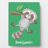 かわいいハッピーラクーンベビー漫画イラストレーション フォトプラーク (正面)