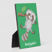 かわいいハッピーラクーンベビー漫画イラストレーション フォトプラーク (側面)