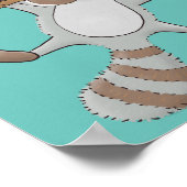 かわいいハッピーラクーンベビー漫画イラストレーション ポスター (角)