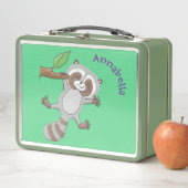 かわいいハッピーラクーンベビー漫画イラストレーション メタルランチボックス (インサイチュ)