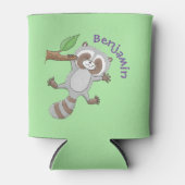 かわいいハッピーラクーンベビー漫画イラストレーション 缶クーラー (正面)