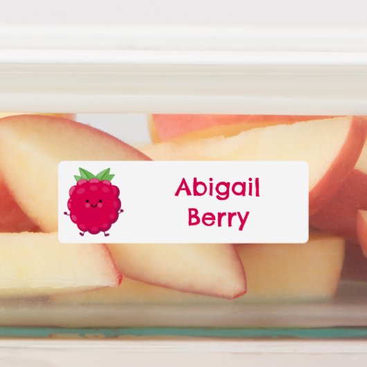 かわいいハッピーラズベリーパーソナライズされた漫画 ラベル (貼付)